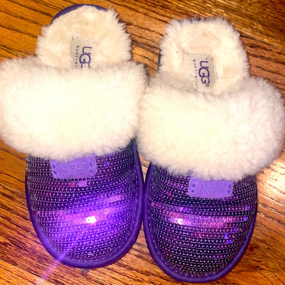 Girls UGG Glitter Sequins Fluff Slides